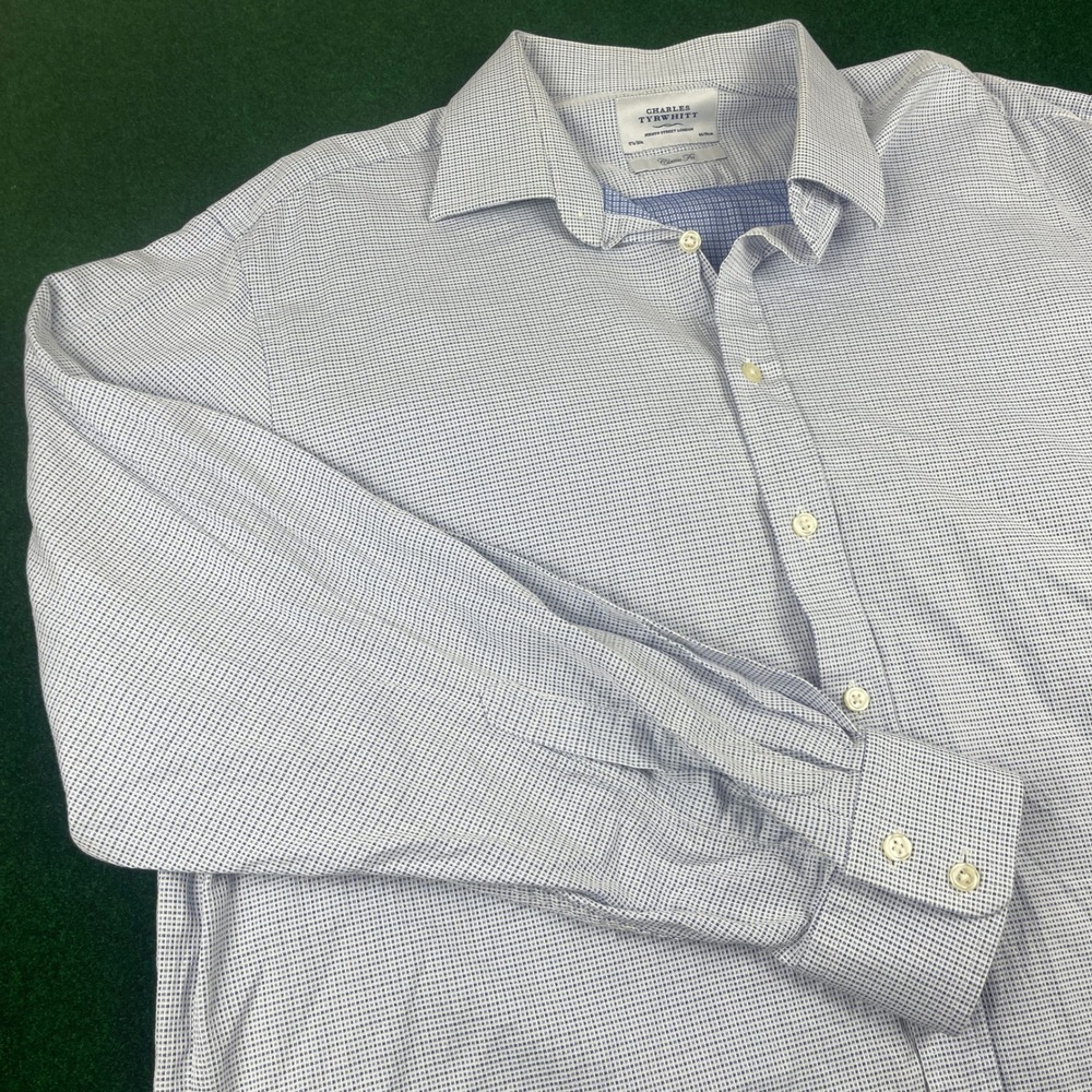 Charles‎ Tyrwhitt Classic Fit Gingham Dress Shirt Mens 17.5 / 36 Long Sleeve
